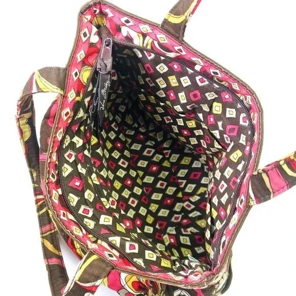 Vera Bradley MORGAN Tote in Retired Puccini Print Quilted Brown Red Orange RARE - Picture 6 of 8